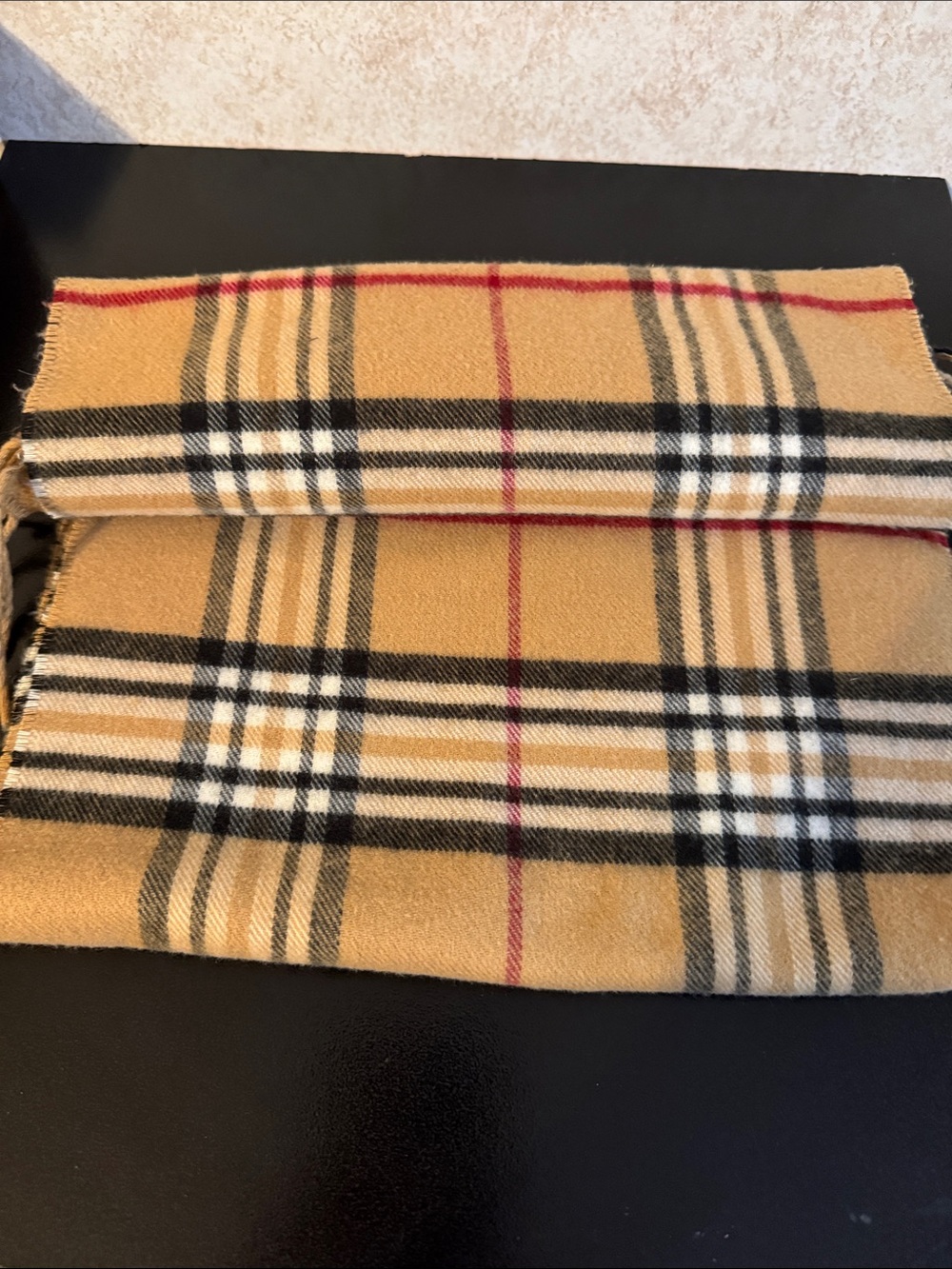 Classic Plaid Scarf in Camel